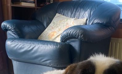 Leather couch + armchairs