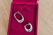 9ct White Gold Double Hoop Earrings /Mint Cond