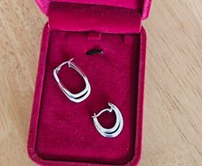 9ct White Gold Double Hoop Earrings /Mint Cond