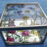 Vintage Hand Painted Waterside Flowers R Stained Glass Mirror Box Image 10