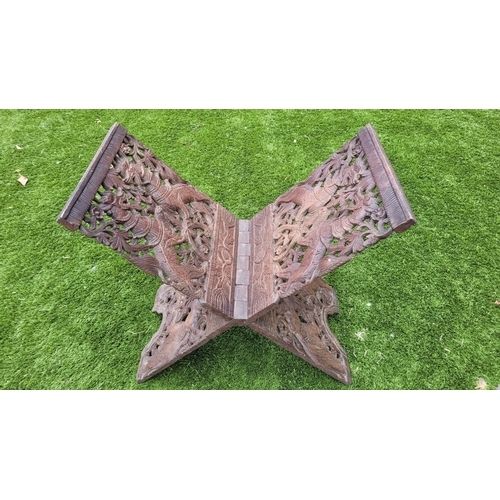 Large Carved Wooden Quran Stand (kursi), Indian, 19th Century.