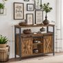 Kitchen cabinet Grey Vintage Brown  sideboard, side cabinet, kitchen cabinet with open shelves, hall cabinet, chest of drawers with louvre doors, living room, dining room, office, hallway, industrial design Image 2