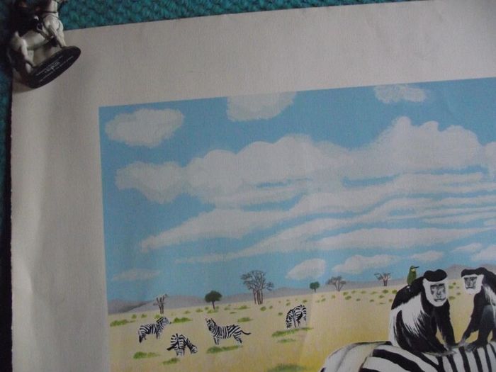 E.B. Watts - Ltd. Edition Print - 39/200 - Zebras and Colobus Monkeys - 20th Century