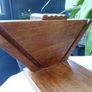 Art Deco Solid Oak Book Trough with Glass Sides and Reeded Detail. Boat-Shaped Double-Sided Bookstand, c1930s Image 5