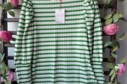 Bnwt green striped top savida. Medium