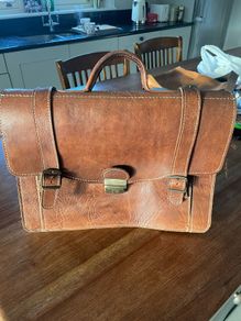 brown leather satchel