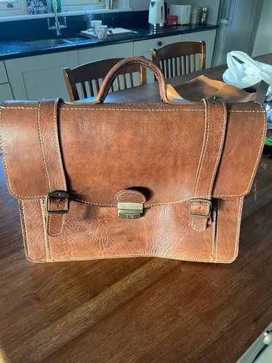 brown leather satchel