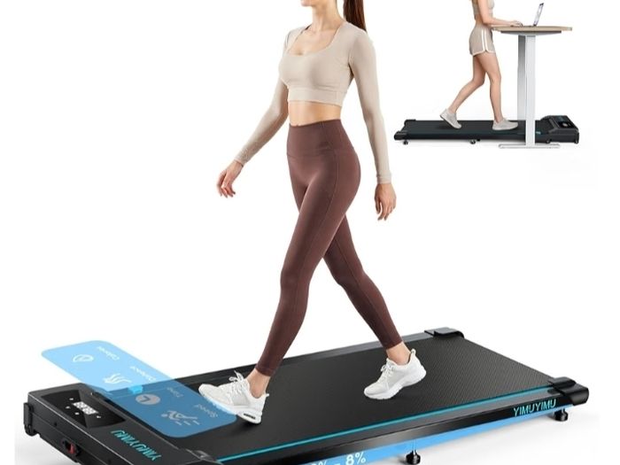 Under Desk Treadmill for Home, 2.75HP Quiet Portable Treadmill, Bluetooth App Magnetic Remote Control, 300LBS Capacity, LED Display