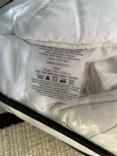 Single size duvet 13.5 tog anti allergy
