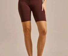 BNWT bam clothing yoga pilates bamboo shorts brown ethical brand activewear S-M Size 10