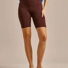 BNWT bam clothing yoga pilates bamboo shorts brown ethical brand activewear S-M Size 10