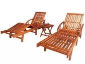 Sun Loungers 2 pcs with Table Solid Acacia Wood