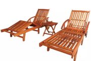 Sun Loungers 2 pcs with Table Solid Acacia Wood