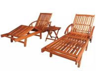 main image for ad Sun Loungers 2 pcs with Table Solid Acacia Wood