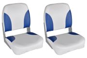 Boat Seats 2 pcs Foldable Backrest Blue-white Pillow 41x36x48cm