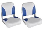 Boat Seats 2 pcs Foldable Backrest Blue-white Pillow 41x36x48cm