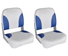 Boat Seats 2 pcs Foldable Backrest Blue-white Pillow 41x36x48cm