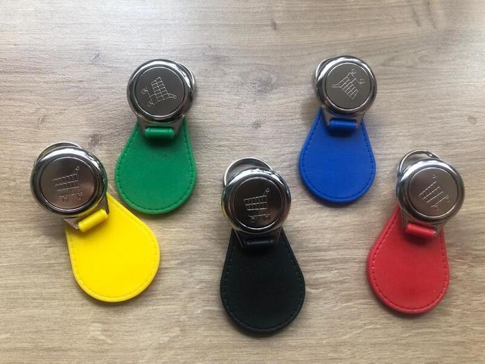 Brand new synthetic leather Jeep key ring with shopping trolley token/coin