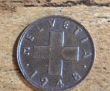 Switzerland, 1 Rappen 1948 B Coin - free standard postage