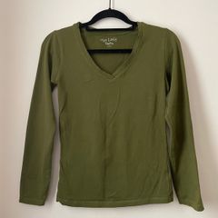 ONE LOVE Basics Khaki Green Long Sleeve Top Size M!