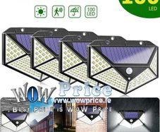 4x 100 LED Outdoor Solar Power Wall Light PIR Motion Sensor Garden Security Lamp