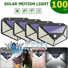 4x 100 LED Outdoor Solar Power Wall Light PIR Motion Sensor Garden Security Lamp