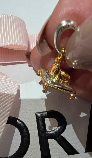Pandora Disney Princess Auroras Crown on  golden Pillow with Lab grown Diamond  New