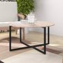 SALE | Round Coffee Table Tea Table Round Coffee Table for Living Room with Metal Legs, Black+White oak Image 4
