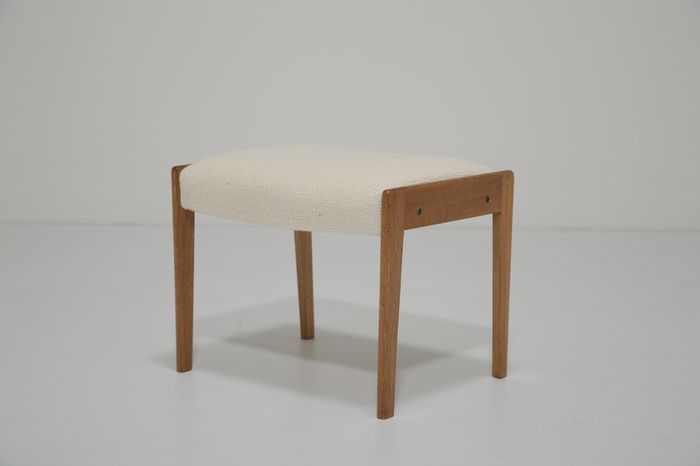 Vintage Studio Donegal Tweed and Oak Stool, 1960s.