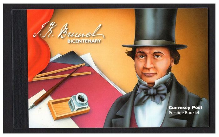 2006 Guernsey Birth Centenary of Isamard Kingdom Brunel (Engineering masterpiece building the Great Western Railways) Commemorative Stamp Booklet Mint Never Hinged (MH)