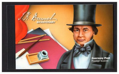 2006 Guernsey Birth Centenary of Isamard Kingdom Brunel (Engineering masterpiece building the Great Western Railways) Commemorative Stamp Booklet Mint Never Hinged (MH)