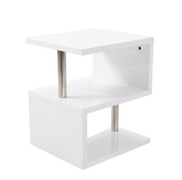 BRAND NEW Modern Design Coffee/Side Table End table With RGB LED Lights Bedside Table Phone / Nightstands Storage Cabinet White