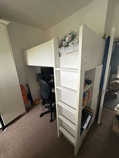 Bunk single bed with desk