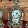 vintage ceramic, brass mantel clock. Working perfectly. Image 3