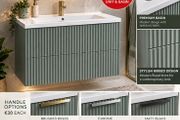 Avara 800 flutted wall hung unit Sage green/white/anthracite
