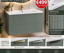 Avara 800 flutted wall hung unit Sage green/white/anthracite