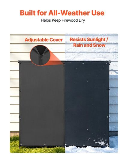 Outdoor Firewood Rack with Waterproof Cover
