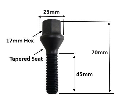 10 x New Black Extended Wheel Bolts For BMW 1,3,5,Z Series (45mm) JB10 - Delivery