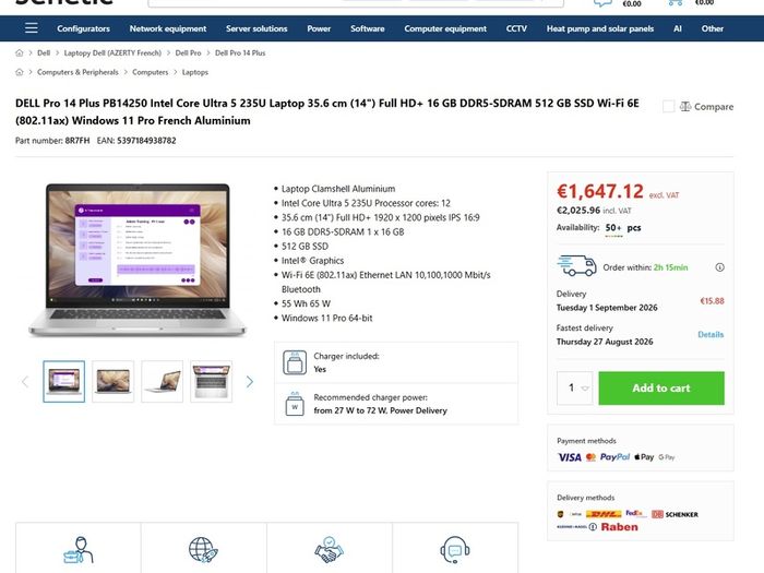 Dell Pro 14 Plus laptop, NEW, warranty until Jan. 2029