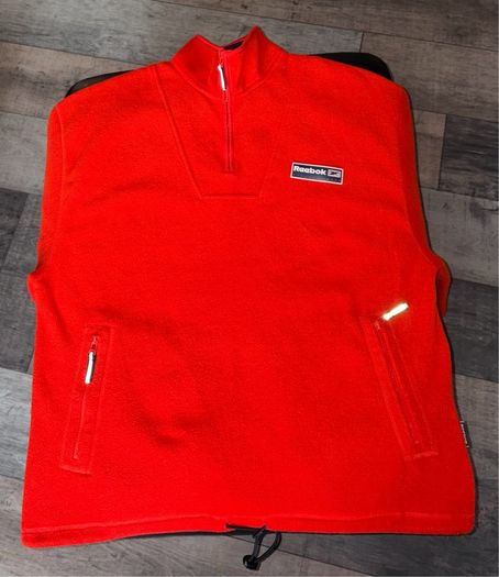 Vintage Reebok Red/Orange Fleece Quarter Zip Pullover Jacket Y2K Size L-XL