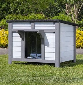 Large Wooden Hide House Cat Shelter Rabbit Guinea Pig Tortoise Shelter Shade Ducks Hide Hut 60 w x 50 d x 47 h Wooden Pet House (Grey, Large)