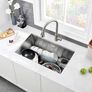 Stainless Steel Kitchen Sink, 70X40CM, BoomHoze Undermount Single Bowl Outdoor Campervan Sink with Silencer Pad, Drainer Fittings, Drop in Flushmount or Topmount Installation, Brushed Image 2
