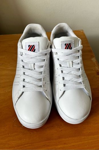 K-Swiss White Leather Court Shoes