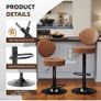 Bar Stools Set of 3 Faux Leather Breakfast Bar Stools  Brown Ergonomic Bar Stools, Height Adjustable, 360 Swivel, with Backrest, Faux Leather, 8 cm thick seat, Effortlessly Clean Image 7