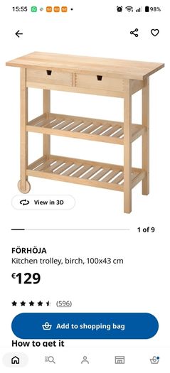 Wooden Island / Trolley (Birch Wood)