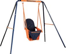 Folding Baby Swing Set | Age 6-36 Months | Outdoor Garden or Home Play Equipment Children | Adjustable Kids Playground | Toddler Toy Chair High Back, Blue/Orange