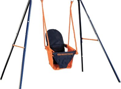 Folding Baby Swing Set | Age 6-36 Months | Outdoor Garden or Home Play Equipment Children | Adjustable Kids Playground | Toddler Toy Chair High Back, Blue/Orange