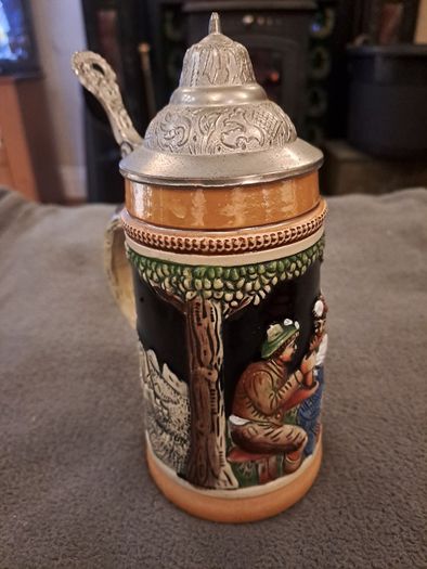 Vintage German Lidded Beer Stein DBGM