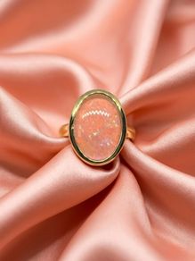 Opal Stunning Terra Opalis Gold Plated Silver Ring Padparadscha Glow