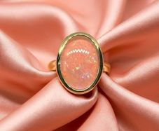 Opal Stunning Terra Opalis Gold Plated Silver Ring Padparadscha Glow